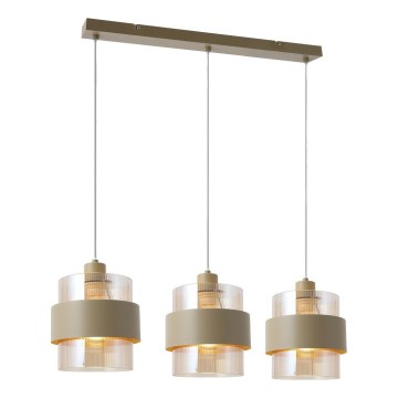 Hängeleuchte mit Kabel VALENTINO 3xE27/15W/230V beige/klar