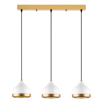 Hängeleuchte mit Kabelaufhängung YILDO 3xE27/40W/230V weiß/gold