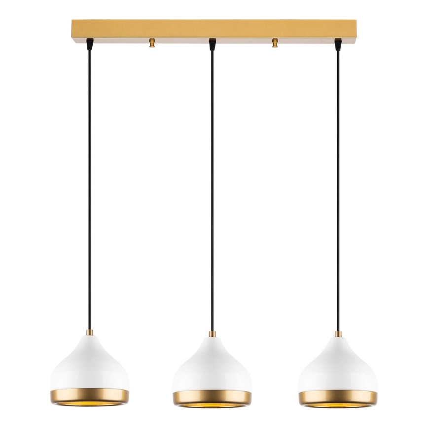 Hängeleuchte mit Kabelaufhängung YILDO 3xE27/40W/230V weiß/gold