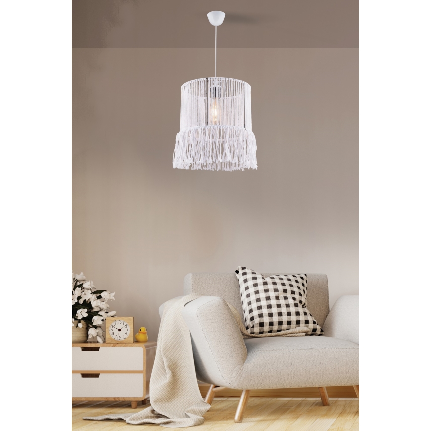 Hängeleuchte mit Makramee-Kordel NESS MACRAME 1xE27/40W/230V weiß