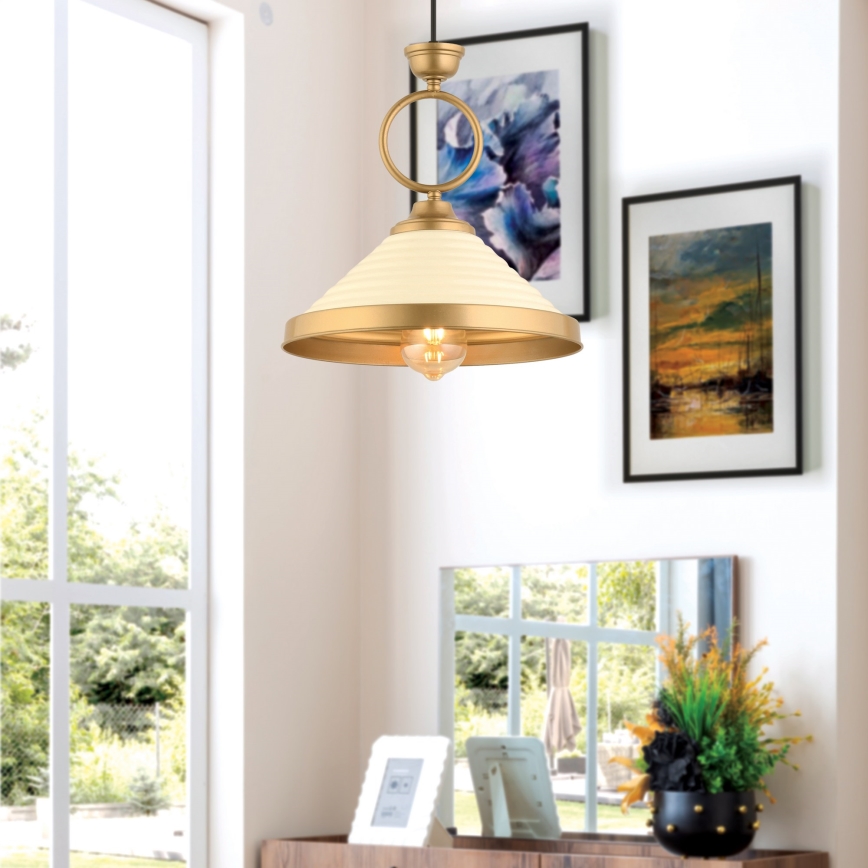 Hängeleuchte mit Seil MONZA 1xE27/40W/230V Ø 30 cm creme/bronze