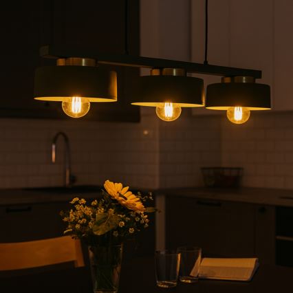 Hängeleuchte mit Seilaufhängung IGNIA 3xE27/60W/230V grün/gold