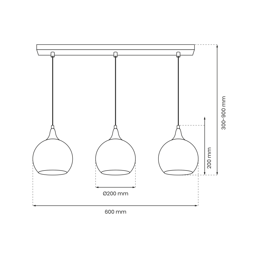 Hängeleuchte MONTE 3xE27/60W/230V d. 20 cm matt chrom