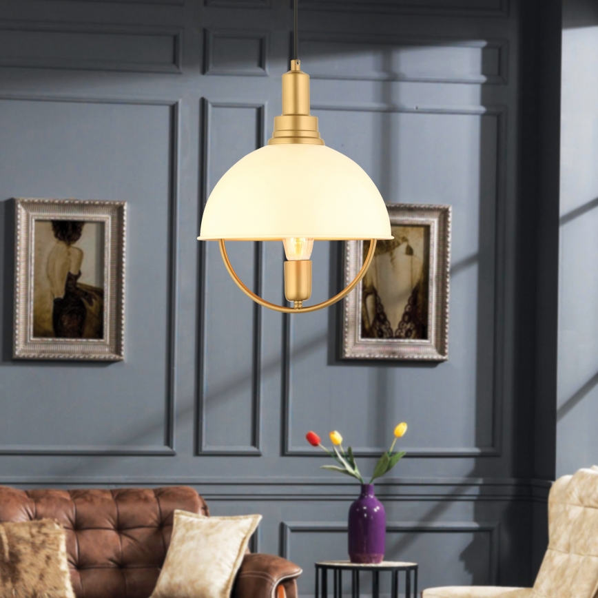 Hängeleuchte MONZA an Kabel 1xE27/40W/230V Ø 30 cm creme/gold