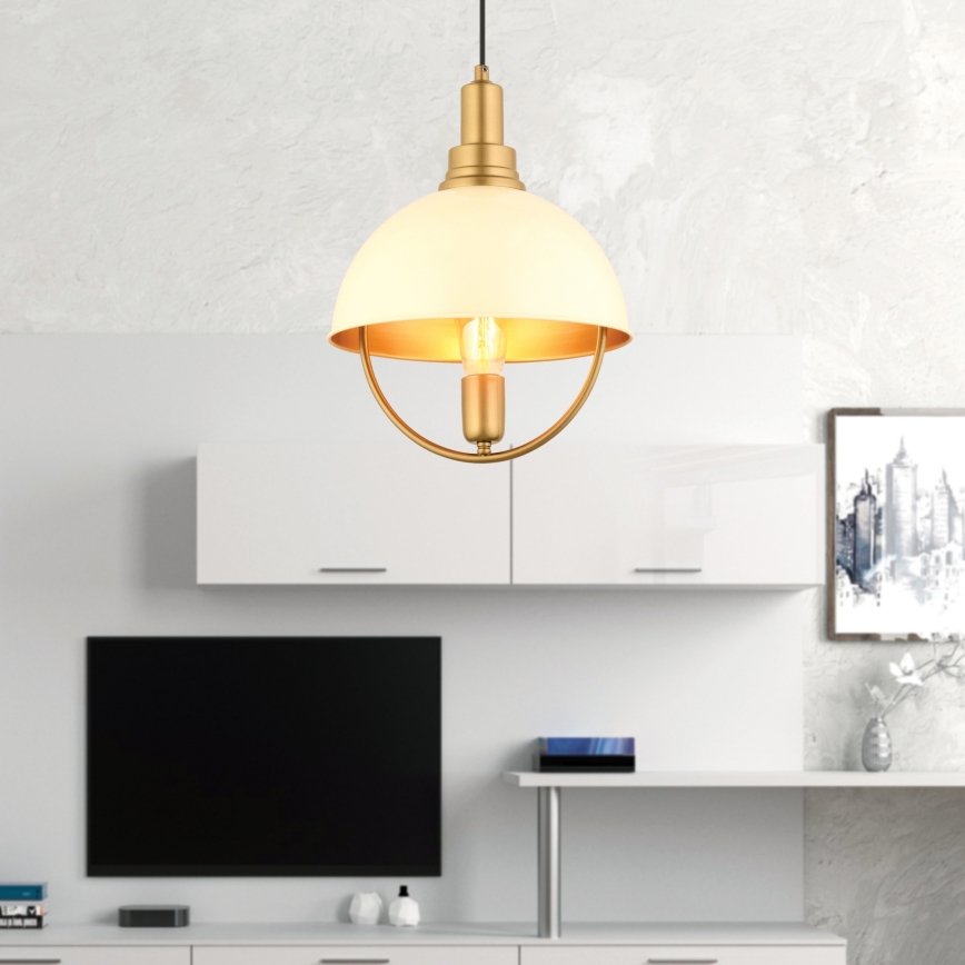 Hängeleuchte MONZA an Kabel 1xE27/40W/230V Ø 30 cm creme/gold