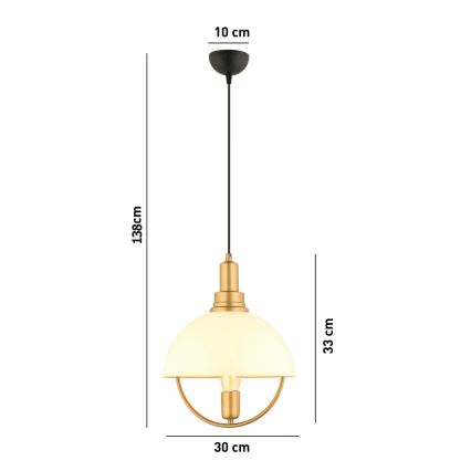 Hängeleuchte MONZA an Kabel 1xE27/40W/230V Ø 30 cm creme/gold