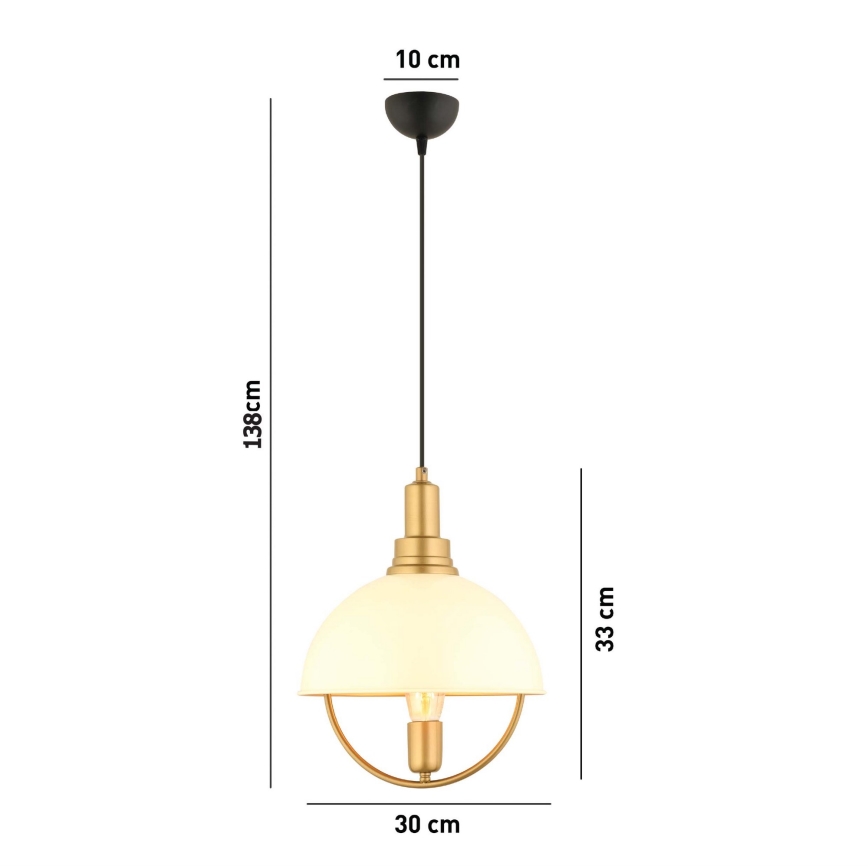 Hängeleuchte MONZA an Kabel 1xE27/40W/230V Ø 30 cm creme/gold
