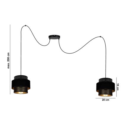 Hängeleuchte NESS 2xE27/60W/230V Spinne schwarz