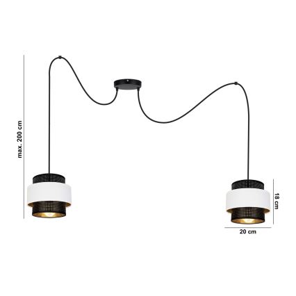 Hängeleuchte NESS 2xE27/60W/230V Spinne schwarz/weiß