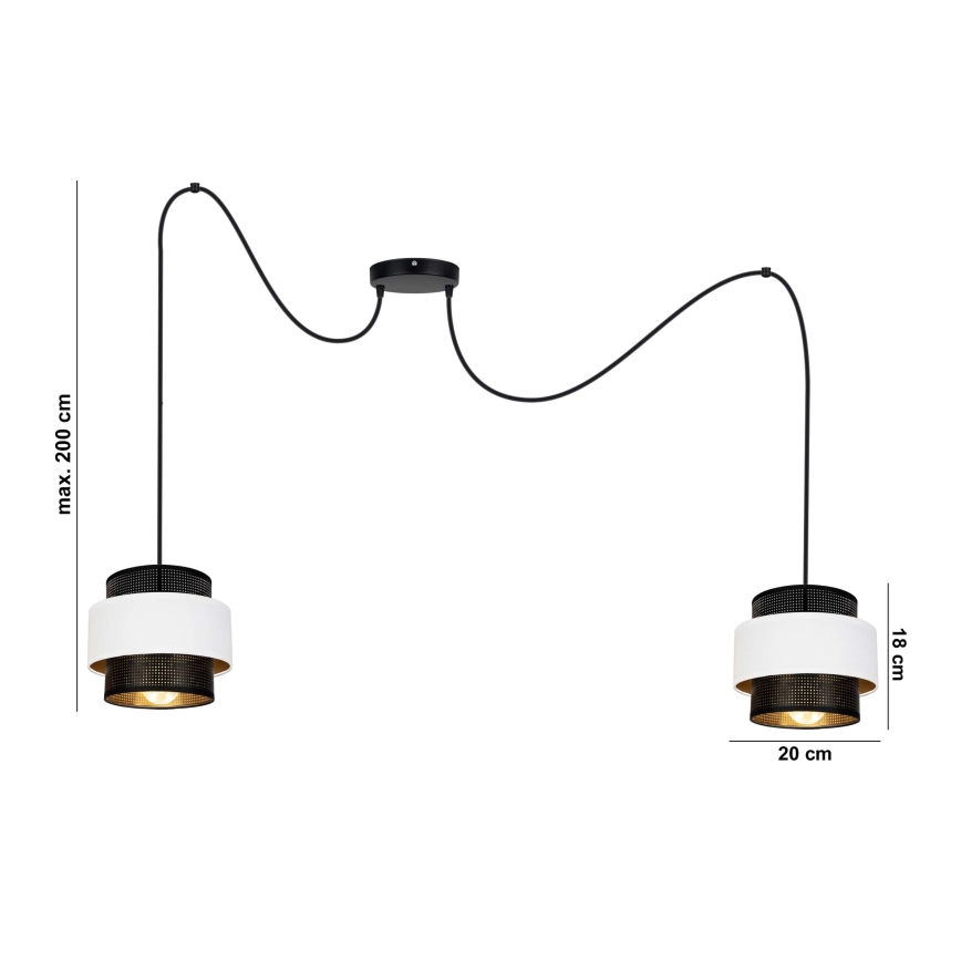 Hängeleuchte NESS 2xE27/60W/230V Spinne schwarz/weiß