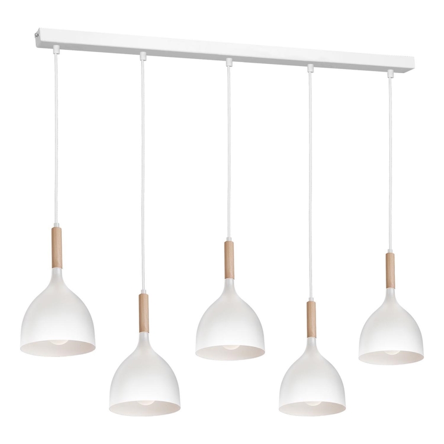 Hängeleuchte NOAK 5xE27/15W/230V weiß/Buche