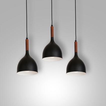Hängeleuchte NOAK WOOD 3xE27/15W/230V schwarz/Buche
