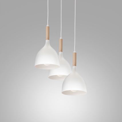Hängeleuchte NOAK WOOD 3xE27/15W/230V weiß/Buche