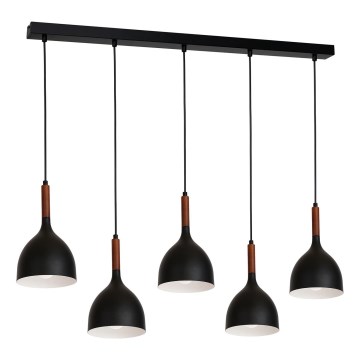 Hängeleuchte NOAK WOOD 5xE27/15W/230V schwarz/Buche