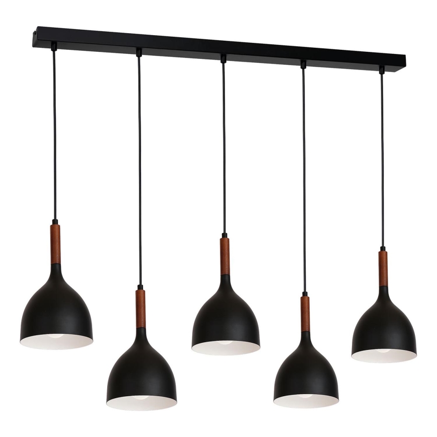 Hängeleuchte NOAK WOOD 5xE27/15W/230V schwarz/Buche