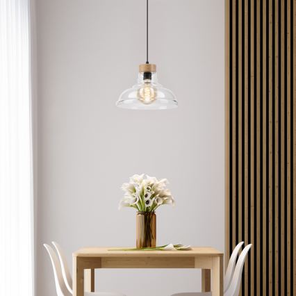 Hängeleuchte SINGLE mit Kabel, 1xE27/60W/230V, Ø 28 cm, Eiche