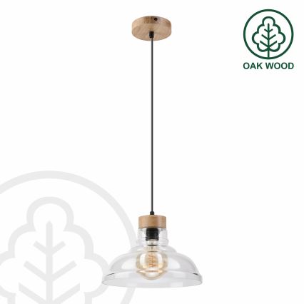 Hängeleuchte SINGLE mit Kabel, 1xE27/60W/230V, Ø 28 cm, Eiche