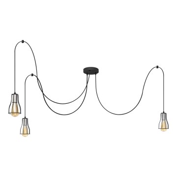 Hängeleuchte TUBE 3xE27/10W/230V Spinne schwarz/glänzendes Chrom