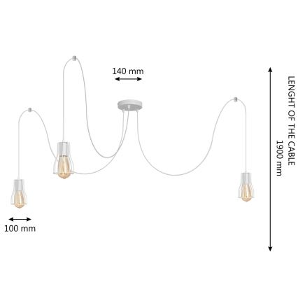 Hängeleuchte TUBE 3xE27/15W/230V Spinne weiß