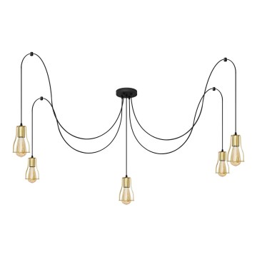 Hängeleuchte TUBE 5xE27/15W/230V Spinne schwarz/golden