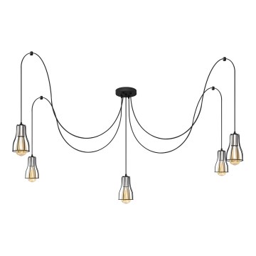 Hängeleuchte TUBE LONG 5xE27/15W/230V schwarz/glänzendes Chrom