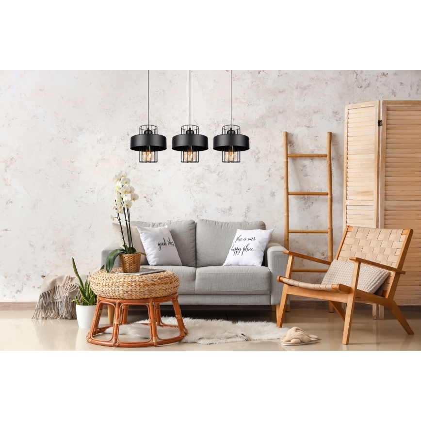 Hängeleuchte VEST 3xE27/60W/230V schwarz