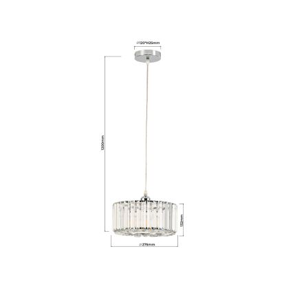 Hängeleuchte VETRO an Kabel, 1xE27/60W/230V, glänzender Chrom