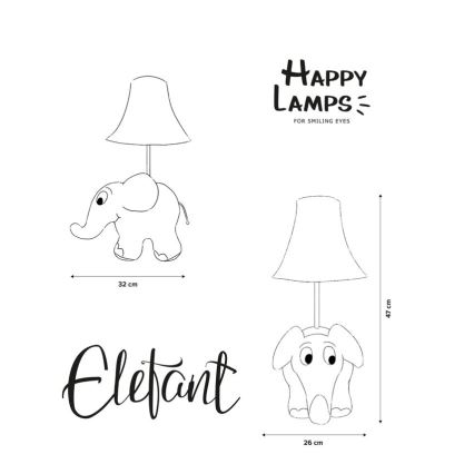 Happy Lamps - Lampada da tavolo LED per bambini ELEPHANT FROM SENDUNG MIT DER MAUS LED/5,4W/230V elefante