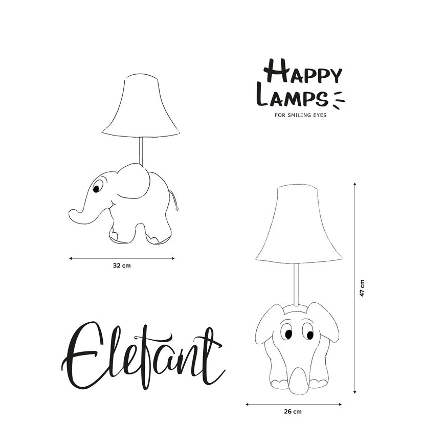 Happy Lamps - Lampada da tavolo LED per bambini ELEPHANT FROM SENDUNG MIT DER MAUS LED/5,4W/230V elefante
