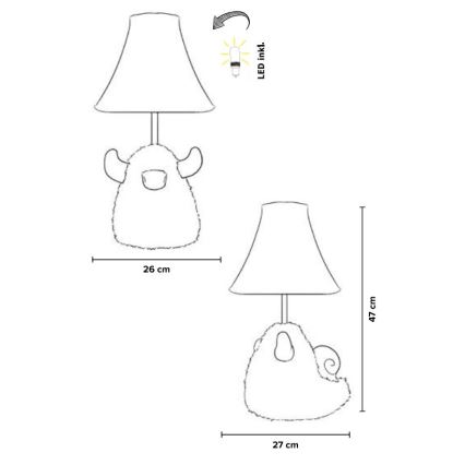 Happy Lamps - Lampada da tavolo LED per bambini HUGO LED/5,4W/230V toro