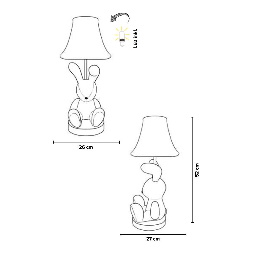 Happy Lamps - Lampe de table enfant BENNY LED/5,4W/230V lapin