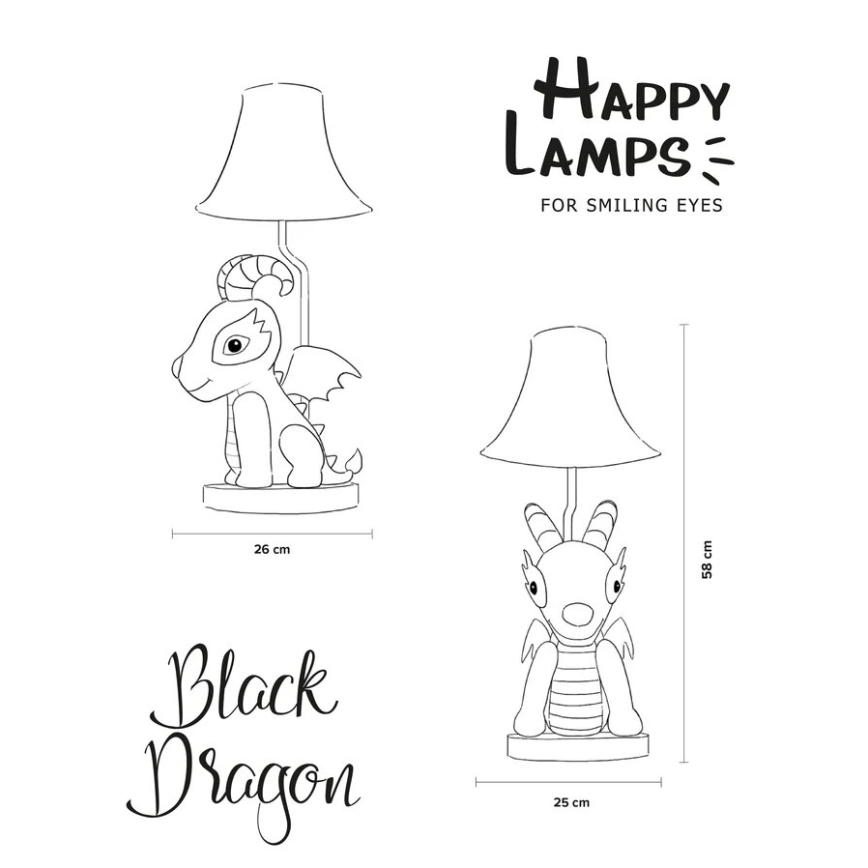 Happy Lamps - Lampe de table enfant BLACK DRAGOON LED/5,4W/230V dragon