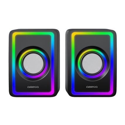 Haut-parleurs USB avec rétro-éclairage RGB 2x3W/5V noir