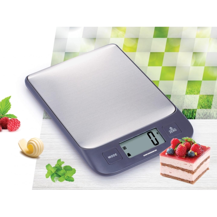 Heinner HKS-5IXBK - Bilancia da cucina digitale 2xAAA grigio/cromo satinato