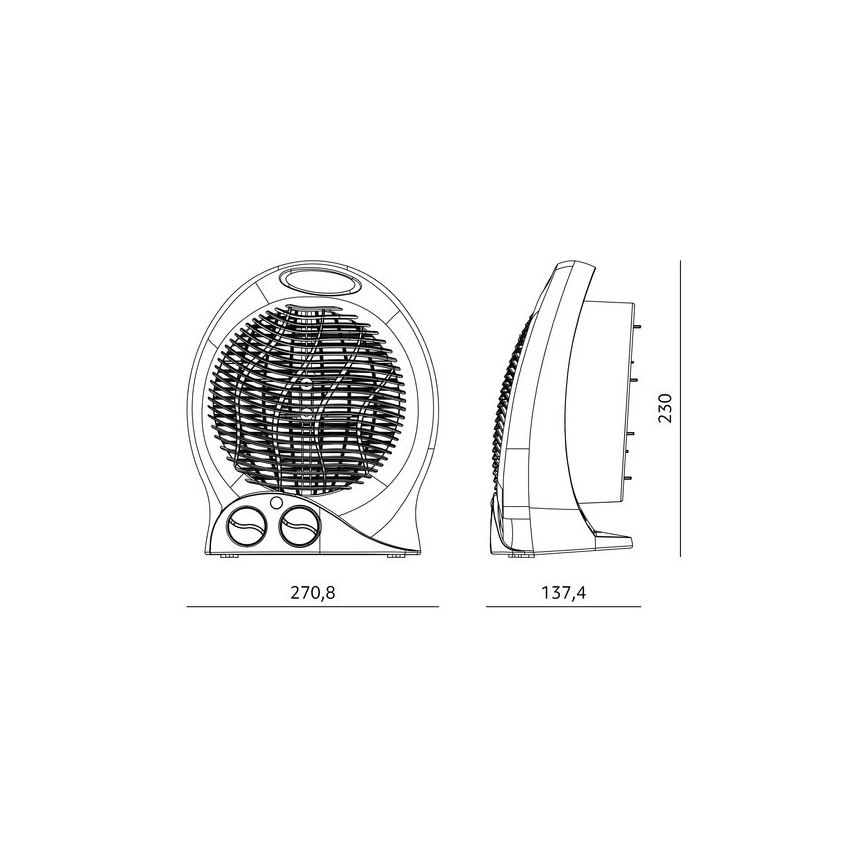 Heizlüfter 1000/2000 W, 230 V, schwarz