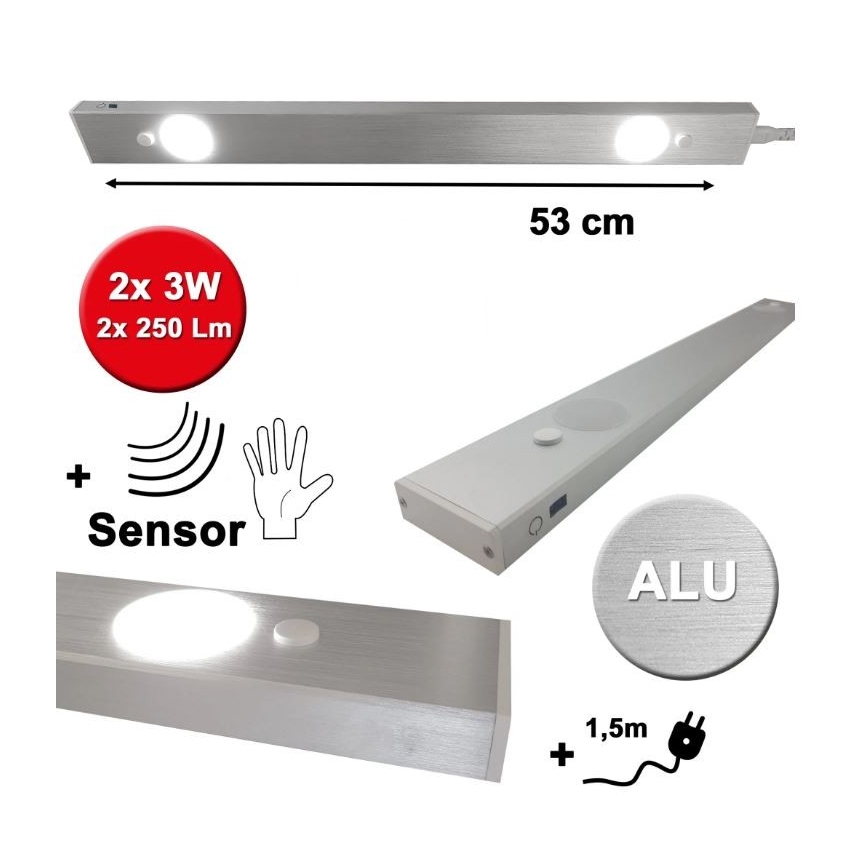 HiLite - LED-Küchenunterbauleuchte mit Sensor BERN 2xLED/3W/230V 4000K