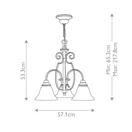 Hinkley - Lampadario a sospensione con catena CELLO 3xE27/60W/230V