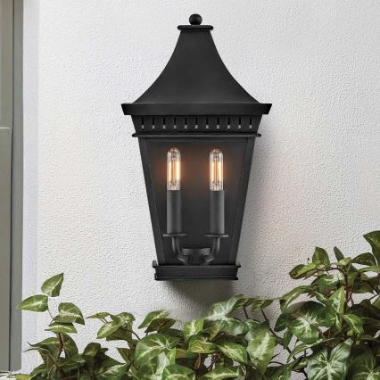 Hinkley - Outdoor-Wandleuchte CHAPEL HILL 2xE14/40W/230V IP44 schwarz