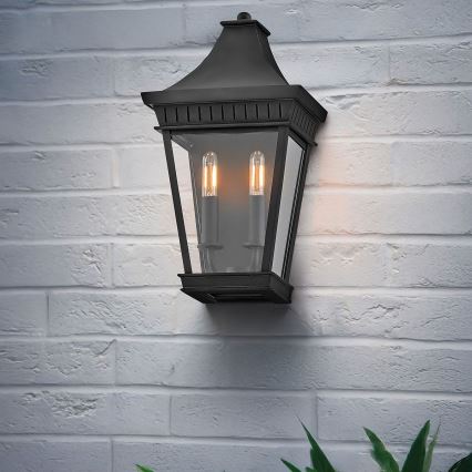 Hinkley - Outdoor-Wandleuchte CHAPEL HILL 2xE14/40W/230V IP44 schwarz