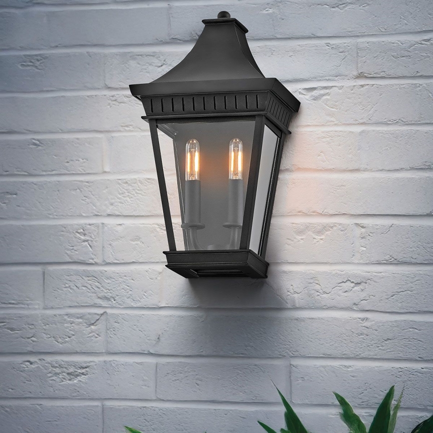 Hinkley - Outdoor-Wandleuchte CHAPEL HILL 2xE14/40W/230V IP44 schwarz