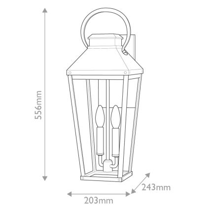 Hinkley - Applique da esterno DAWSON L 2xE14/40W/230V IP44 nero