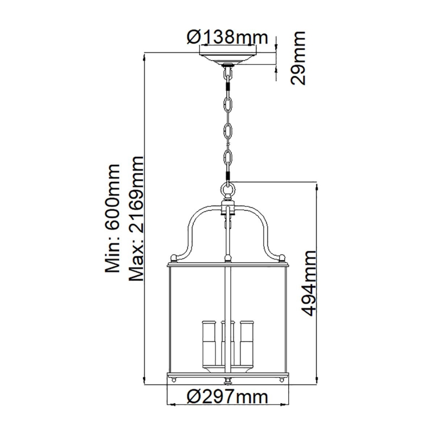 Hinkley - Lampadario a catena GENTRY 4xE14/60W/230V oro