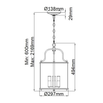 Hinkley - Lampadario a catena GENTRY 4xE14/60W/230V cromo lucido