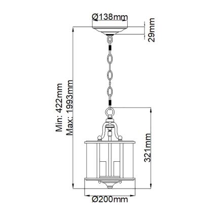 Hinkley - Lampadario a catena GENTRY 3xE14/60W/230V finitura oro