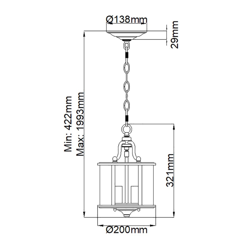 Hinkley - Suspension à chaîne GENTRY 3xE14/60W/230V chromé brillant