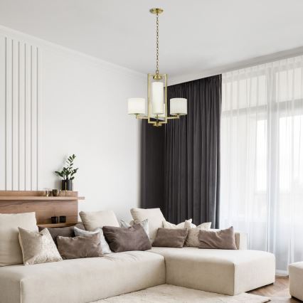 Hinkley - Lampadario a catena HAMPTON 4xE27/60W/230V finitura oro