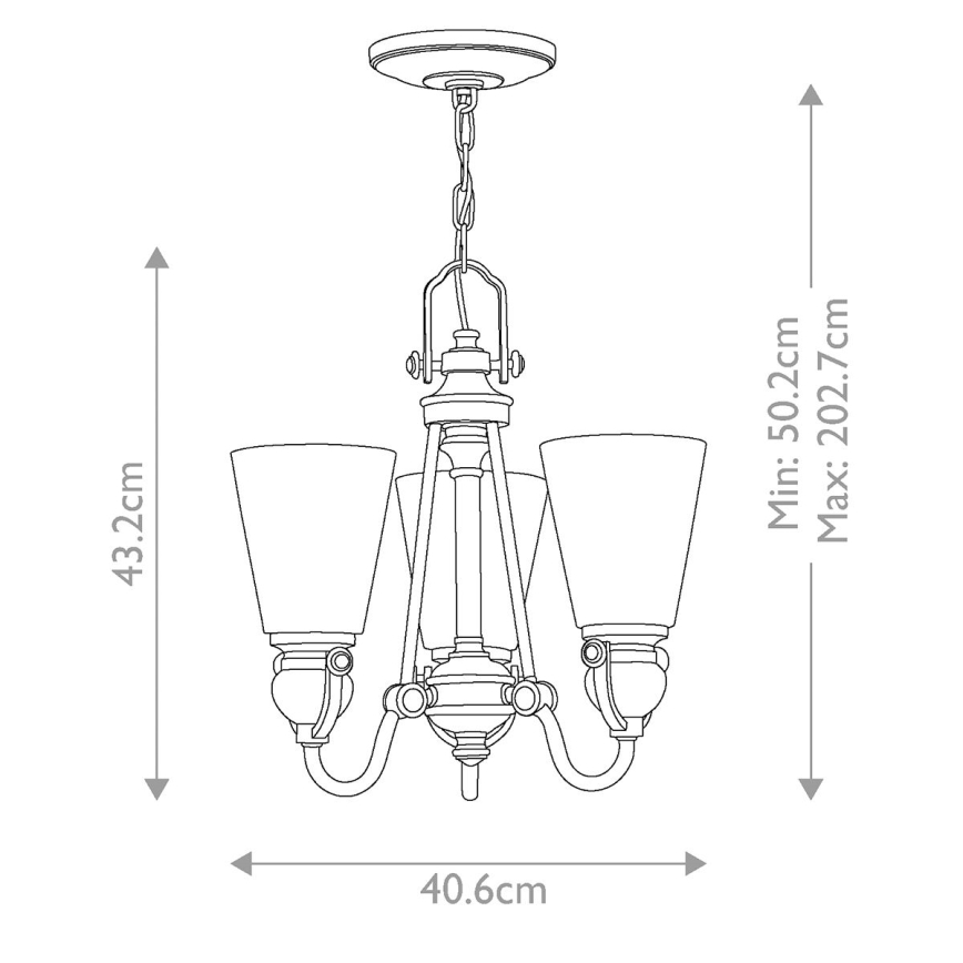 Hinkley - Lampadario a sospensione con catena MAYFLOWER 3xE27/60W/230V