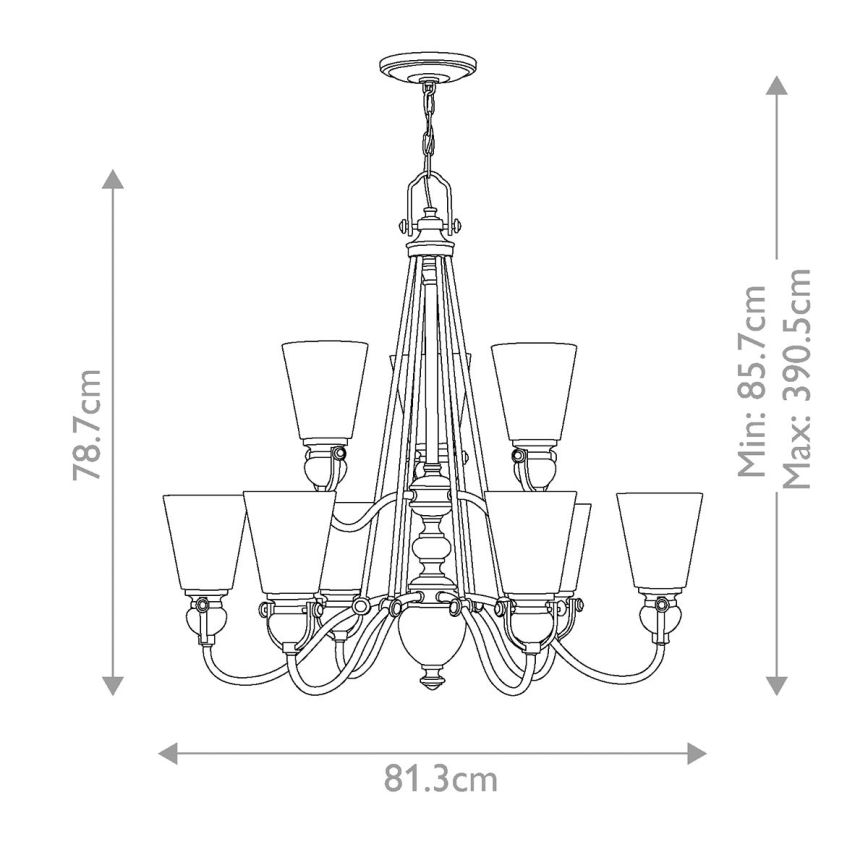Hinkley - Suspension chaîne MAYFLOWER 9xE27/60W/230V
