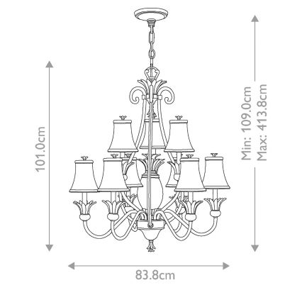 Hinkley - Lampadario a sospensione con catena PLANTATION 10xE14/40W/230V argento