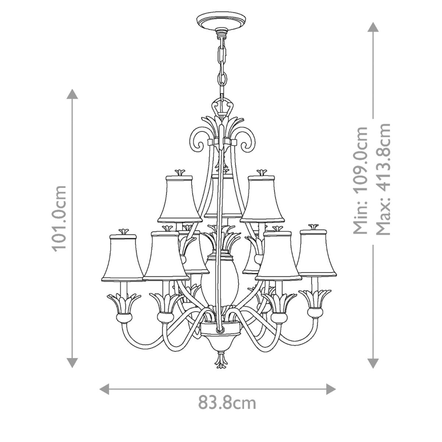 Hinkley - Lampadario a sospensione con catena PLANTATION 10xE14/40W/230V argento
